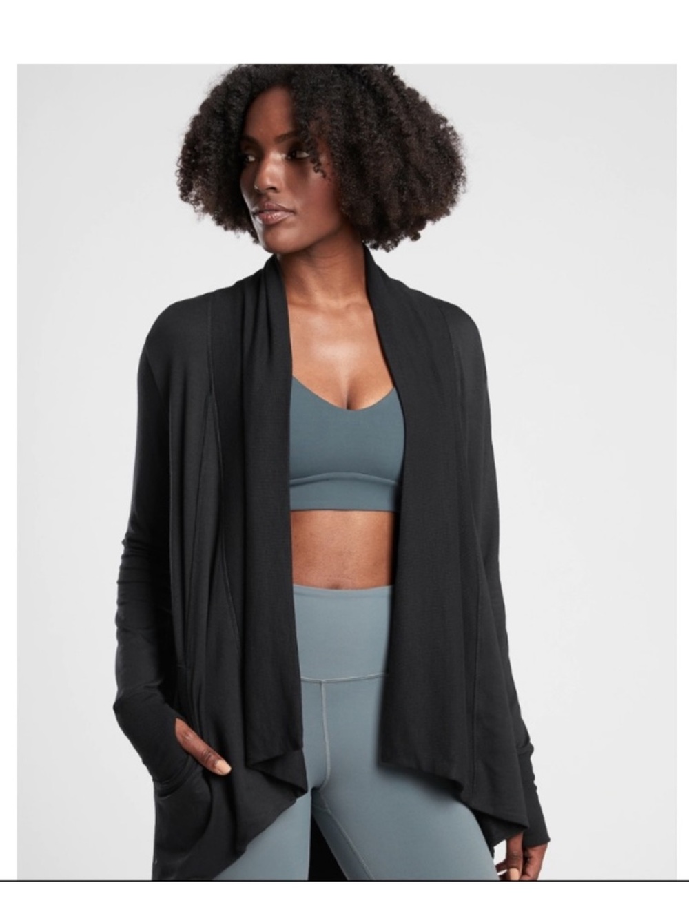 Athleta Pranayama Wrap Cardigan Black Size Large 777944
